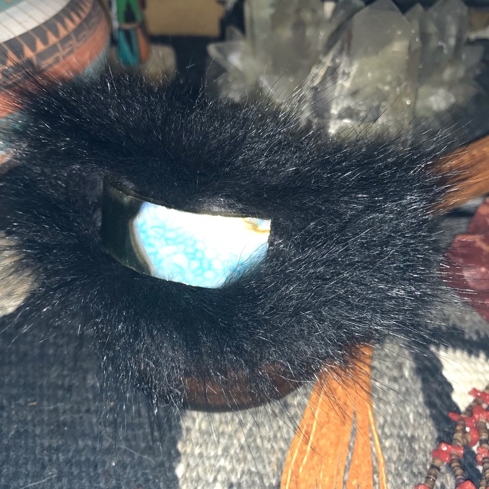 Fun Fox Fur Cuff with Agate Detail